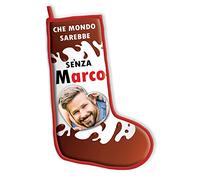 gadgeteventi D&Vlab Calza Personalizzata della befana Che Mondo Sarebbe Senza con Nome e Foto per Natale ed Epifania