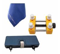 Gadgetime USA Kit di strumenti per rimuovere la parte posteriore dell'orologio, apri regolabile, copertura per orologio rotante con tacche, base e panni in microfibra, giallo/Blu, moderno