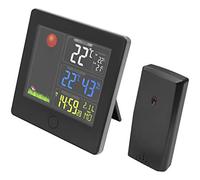 GadgetMonster Stazione meteo con sensore esterno, termometro digitale per interni ed esterni da -40 °C a +50 °C, indicatore dell'ora, sveglia e indicatore di umidità, nero