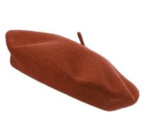 Gadgets Mafia Berretto in lana francese da donna, classico, vintage, tinta unita, unisex, per inverno e autunno, morbido e caldo, Arancione bruciato, Taglia unica