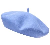 Gadgets Mafia Berretto in lana francese da donna, classico, vintage, tinta unita, unisex, per inverno e autunno, morbido e caldo, blu cielo, Taglia unica