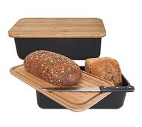 Gadgy Cestino per Pane in Bambù | Scatola per Pane Fresco con Coperchio in Bambù Solido | Tagliere Inclusivo | Senza BPA | Contenitore Ermetico per Conservazione | 36 x 19,5 x 11,5 cm