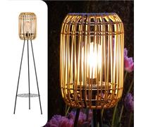 Gadgy Lampada da Esterno a LED Solare in Rattan - Lampada da Terra Impermeabile con Tre Gambe - Illuminazione Sostenibile per Giardino, Patio e Balcone - Lampada Solare Decorativa da Esterno