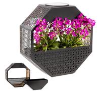 Gadgy Lampada solare da parete con vaso da fiori - Fioriera illuminata per balcone e terrazza - Illuminazione giardino resistente