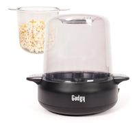 Gadgy Macchina per popcorn Premium - Macchina per popcorn elettrica con funzione di agitazione, piastra antiaderente e coperchio - 5 minuti - Funzione di fusione burro - Design nero opaco