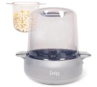 Gadgy Macchina per popcorn Premium - Macchina per popcorn elettrica con funzione di agitazione, piastra antiaderente e coperchio - 5 minuti - Funzione di fusione burro - Design argento con coperchio