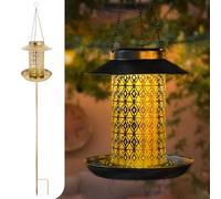 Gadgy Mangiatoia per uccelli, lampada solare per esterni, lampada solare da giardino e casetta per uccelli - Mangiatoia per uccelli - Casetta per uccelli - Decorazione da giardino resistente alle