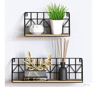 Gadgy Mensola da Muro Design - Set di 2 scaffali metallo sospesa Nero, Decorazione da Parete per casa, cucina o Camera da Letto - 45 x 12 x 15 & 30 x 12 x 15 cm.