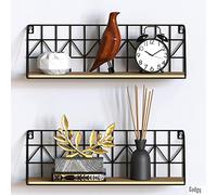 Gadgy Mensola da Muro Design - Set di 2 scaffali metallo sospesa Nero, Decorazione da Parete per casa, cucina o Camera da Letto - 45 x 12 x 15 cm.