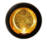 Gadgy Portacandele Nero Oro - Portacandele Decorativo per Tavolo da Pranzo - Portacandele Rotondo in Metallo - Portacandele in Metallo Nero - Decorazione per la Casa Ø17 x 10cm