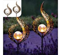 Gadgy Set 2 Lanterne Solari da Esterno LED | Lanterne Solari Impermeabili con Elegante Effetto Luminoso LED