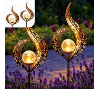 Gadgy Set 2 Lanterne Solari da Esterno LED | Lanterne Solari Impermeabili con Elegante Effetto Luminoso LED