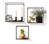 Gadgy Mensola Cubo da Muro Nera | Set Di 3 Diverse Dimensioni | | decorazioni