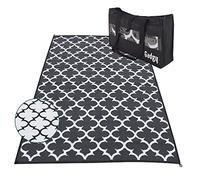 Gadgy Tappeto da Esterno Resistente alle Intemperie 160 x 230 cm - Tappeto Impermeabile e Resistente ai Raggi UV - Tappeto da Giardino Reversibile - Tappeto Verde con Sacco Trasporto - Nero