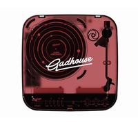 Gadhouse Cosmo Solar Edition - Giradischi in vinile portatile Bluetooth, radio FM, streaming, scheda USB/SD, altoparlanti stereo integrati, modalità DJ, design classico trasparente, rosso Venere