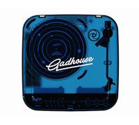 Gadhouse Cosmo Solar Edition - Giradischi in vinile portatile Bluetooth, radio FM, streaming, scheda USB/SD, altoparlanti stereo integrati, modalità DJ, design classico trasparente, blu Nettuno
