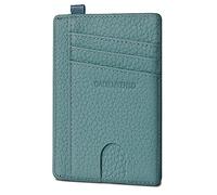 GADIEMKENSD Credit Card Holder RFID Blocking Genuine Leather Slim Card Wallet Compact Size Card Cases for Women Men Wallet Purse with D Ring Llaveros De Hombre ID Exemption Card Set Emerald Green