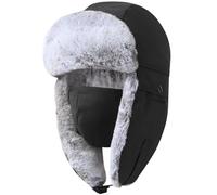 GADIEMKENSD Winter Trapper Hat for Women And Kid Warm Russian Ushanka for Men Snow Ski Hunting Trooper Hat with Ear Flaps Chin Strap Windproof Mask Faux Fur Aviator Warm Hat Cold Weather cap Black L
