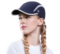 GADIEMKENSD Women's Foldable Light cap Quick Dry Ultra-Thin Unstructured Tech Running Hat Reflective UPF 50+ Baseball Caps Cooling Ponytail Hats Fitted for Beach Tennis Travel Hiking Golf Navy Blue