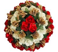 Gadinfashion Gajra Flower - Chignon in tessuto, accessorio per capelli da donna, colore bianco e rosso, multicolore, confezione da 1