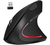 GADIRIA Mouse ergonomico verticale - Mouse wireless 800 a1600 dpi, a batterie, 2,4 GHz, micro ricevitore USB, illuminato, per computer, PC, laptop, desktop, laptop, Mac, nero