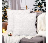GADITIEK 45x45 cm Cuscini Natalizi per Divano in Peluche, 2 Pezzi Federa per Cuscino di Natale con 3D Albero di Natale, Cuscini per Divano per Natale Decorazioni Casa (Fiocco di Neve Bianco)