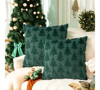 GADITIEK 45x45 cm Cuscini Natalizi per Divano in Peluche, 2 Pezzi Federa per Cuscino di Natale con 3D Albero di Natale, Cuscini per Divano per Natale Decorazioni Casa (Albero di Natale Verde)