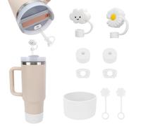 GADITIEK Accessori per Cup, inclusi 2 pezzi di copertura per cannucce da 9-10 mm, 6 pezzi di tappi in silicone, 1 pezzo di stivale in silicone per Cup Quencher 40oz Tumble (White)