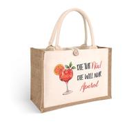 GADITIEK Borsa regalo Aperol in iuta da donna, Borsa da spiaggia xxl Aperol Spritz Accessori, Set regalo da donna, collega (Die Tut Nix! Die Will Nur Aperol)