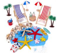 GADITIEK Set di 26 mini sedie chic da spiaggia, con motivo decorazione da spiaggia,decorazione in miniatura decorazione da giardino