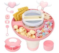 GADITIEK Vassoio per Stanley Cup accessori, vassoio in silicone per snack con 5 pezzi di accessori Stanley Cup, coperchio per cannuccia e accessori per la prevenzione delle fuoriuscite (rosa)