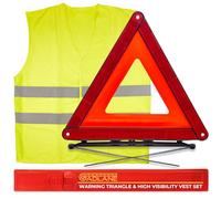 GADLANE Triangolo Auto Omologato ECE & Gilet Catarifrangente Riflessivo Pieghevole con Custodia Sicurezza Stradale Avvertimento
