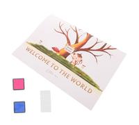 Gadpiparty 1 Set Baby Reveals The Party Message Board Boy Blue Revealing Oh Decoration Albero A Forma di Genere Guest Book per La Festa Libro degli Ospiti con Impronte Digitali Carta per