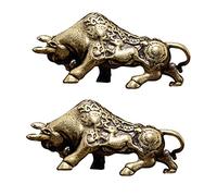 Gadpiparty 1 Set Ciondolo Corrida Catene Portachiavi Dello Zodiaco Trattino Insegna Al Neon Statua Del Toro Feng Shui Figurina Animale Da Tavolo Portachiavi Toro Chiave Golden Ottone 2 Pezzi