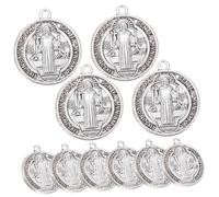 Gadpiparty 10 Pezzi Collana a Ginocchiera Collana Medaglione Per Le Donne Medaglia Di San Benedetto Collana Di San Benedetto Fascino Della Medaglia Silver Lega Di Zinco