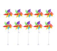 Gadpiparty 10 Pezzi Girandole da Giardino Colorate 18 CM Ventaglio a 7 Foglie in Legno e Plastica Decorazioni Mulino a Vento per Esterni Patio Cortile e Feste Accessori Asta Cava e