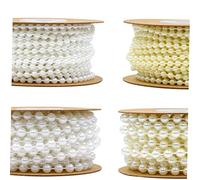 Gadpiparty 10m Filastrocca di Perline di Plastica Finte da Perline Rondi Filastrocca di Finte Ciondolo di Plastica per Gioielli da Sposa Accessori Braccialetti Decorazioni Beige Rotolo