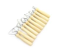 Gadpiparty 10pezzi Strumenti per Scultura in Ceramica di Acciaio Inossidabile Set da Tronchese Piatto Manico in Legno per Argilla, Terracotta e Sculture Artigianali