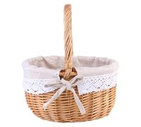 Gadpiparty 1pezzi Cestino Portaoggetti in Vimini Intrecciato con Panno per Conserve Snack Dessert Picnic o Usi Domestici Realizzato in Robusto Vimini Sicuro e Durevole per Uso Prolungato