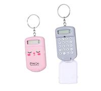 Gadpiparty 2 Pezzi Calcolatrice Mini Portachiavi Portatile in Plastica Design Cartone Animato, Funzione Moltiplicazione, Colore Assortito, da Appendere allo Zaino per Studenti