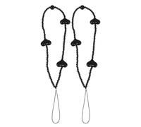 Gadpiparty 2 pezzi Cordini per Cellulare con Perline Cuore Neri Braccialetti da Polso Leggeri e Portatili per Smartphone Fotocamere e Accessori Decorazione Elegante e Sicura per Donna e