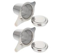 Gadpiparty 2 pezzi Filtro per Tè Sfuso in Acciaio Inossidabile con Doppia Orecchia e Coperchio da Infusori Resistenti e Sicuri per Casa e Tè da Interno