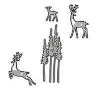 Gadpiparty 2 Pezzi Fustelle Natalizie in Metallo per Goffratura Stencil Fai da Te per Biglietti e Scrapbooking Fustella in Acciaio al Carbonio a Forma di Albero di Natale e Renna per