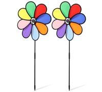 Gadpiparty 2 Pezzi Girandola da Giardino a Fiore 8 Petali in Plastica, Rotazione Automatica al Vento, Facile da Montare, Decorazione Colorata per Esterni e Tavolo da Notte