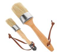 Gadpiparty 2 pezzi Pennelli con Setole Sintetiche e Manico in Legno per Pittura e Vernice su Legno Pareti e Mobili Setole Morbide e Resistenti Facili da Pulire per Copertura Uniforme in