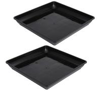 Gadpiparty 2 Pezzi Piattino Sottovaso Quadrato per Vaso in PP Nero, | Interno ed Esterno, Base Spessa che Non Si Deforma, Antiusura, Previene Fuoriuscite D'acqua