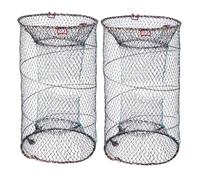 Gadpiparty 2 Pezzi Rete da Pesca Pieghevole in Nylon Nero Struttura in Ferro, Design Versatile e Facile da Trasportare, Cestino Galleggiante per Minnow e Gamberi