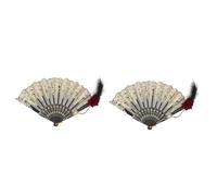Gadpiparty 2 Pezzi ventaglio da Ballo Pieghevole tenuto per Annata Nozze Fan di Pizzo Ventilatore a Mano ventaglio Pieghevole ventagli Pieghevoli a Mano Tifoso Danzante Metallo
