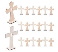Gadpiparty 20 Pezzi Croce in Legno con Base Stabile, Decorazione da Tavolo Versatile per Battesimo e Comunione in Design Rustico Minimalista per Casa Cristiana