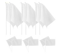 Gadpiparty 20 Pezzi Piccole Bandiere da Mano Bianche in Poliestere e Plastica per Attività Sportive e Gare, Sicure e Pratiche per Segnalazione e Tifoseria